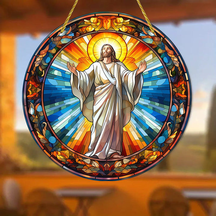 Christianartworkshop Stained-Glass Style Nativity Scenes & Radiant Christ Hanging Ornaments - image 5