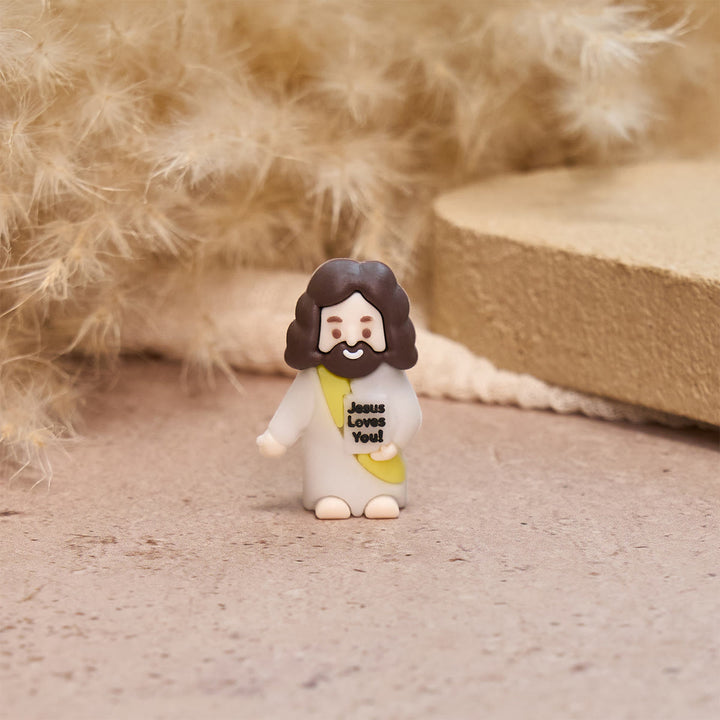 Christianartworkshop Happy Faith Corner Little Jesus Figurine Set: Jesus Loves You - image 3