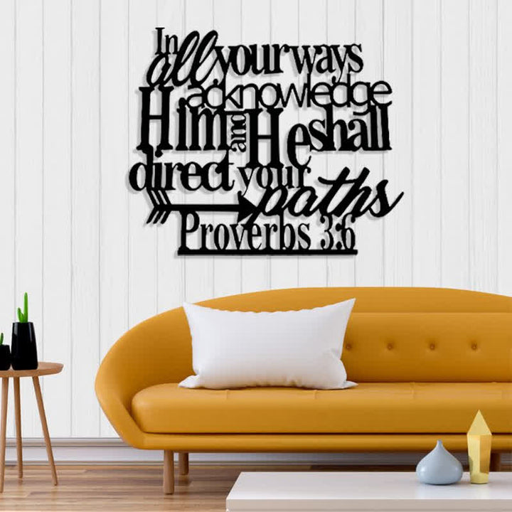 Christianartworkshop Proverbs 3:6 Black Metal Wall Sign with Arrow: Spiritual Direction - image 3