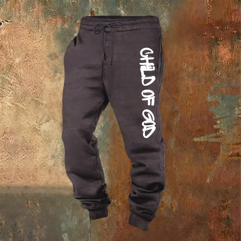 Christianartworkshop Faith-Inspired Child of God Quote Sweatpants with Bold Letter - Dark Grey - 2XL - image 20