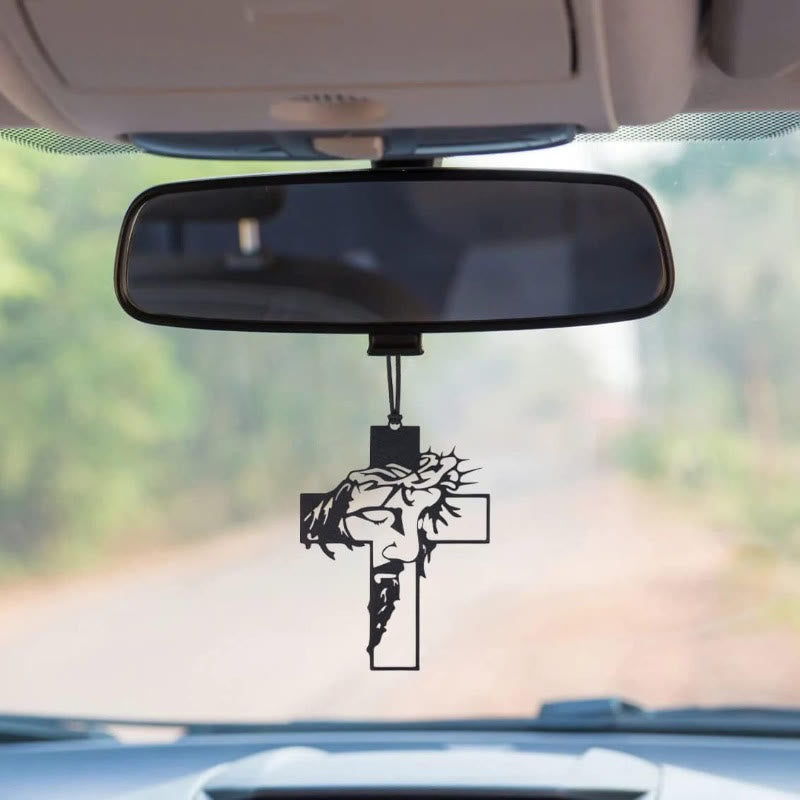 Christianartworkshop Journey Companion Jesus Crown of Thorns Cross Car Pendant - image 0