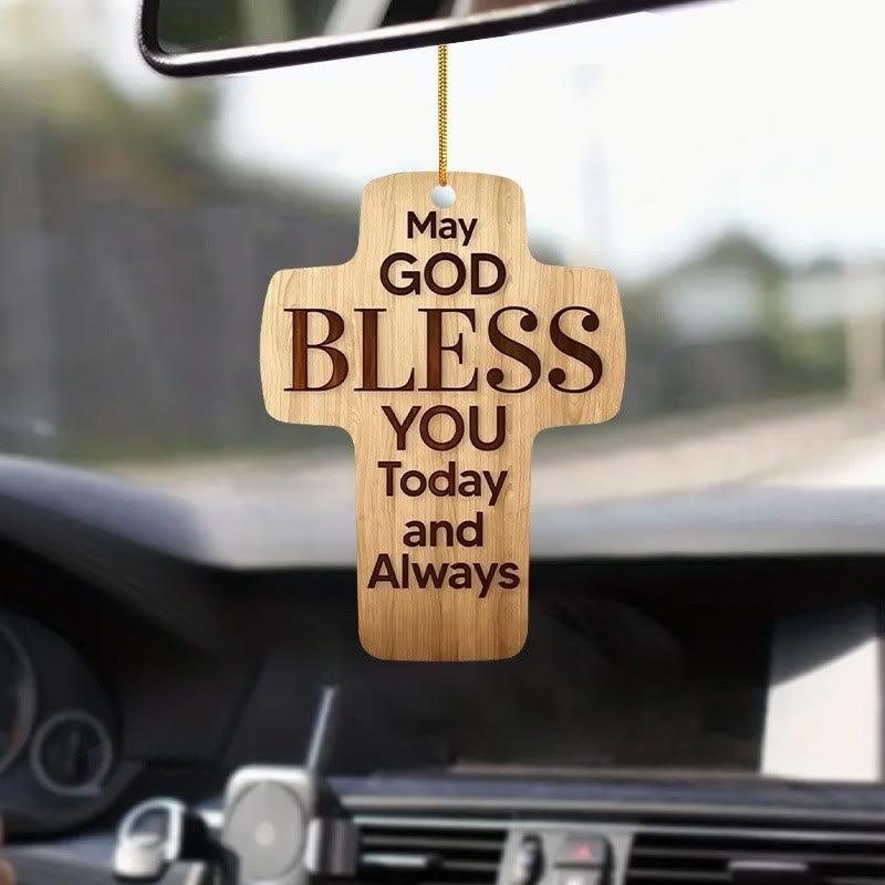 Christianartworkshop Faith Symbol God Bless You Cross Car Pendant for Daily Reminder - Cross - image 0