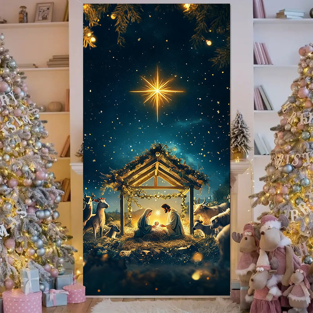 Christianartworkshop Bethlehem Star Nativity Door Curtain: Christmas Faith & Heavenly Glow - image 4