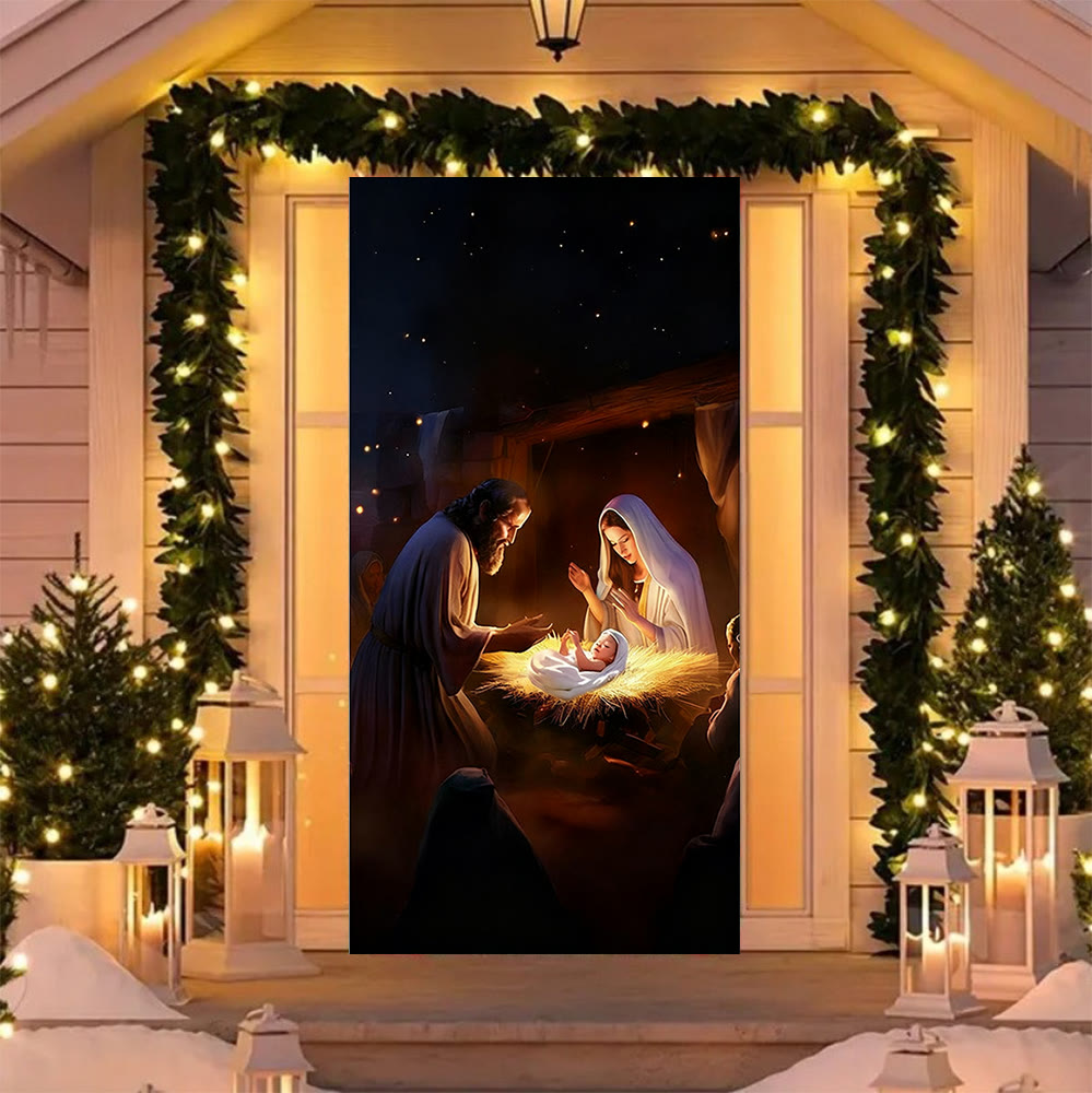Christianartworkshop Warm-Lit Nativity Door Curtain: Christmas Faith Glow & Festive Charm - image 3