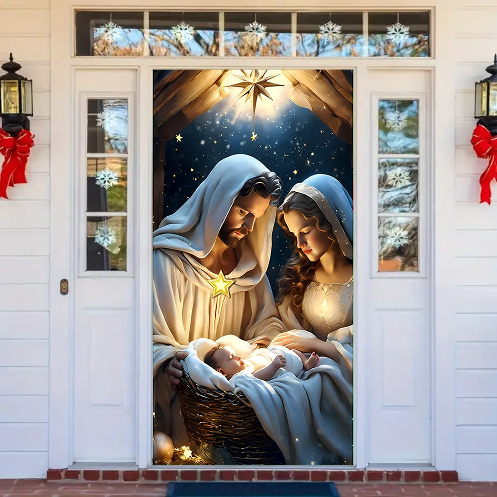 Christianartworkshop Divine Nativity Door Curtain: Create Christmas Sacred Space at Home - 36''*80''/91cm*203cm - image 0