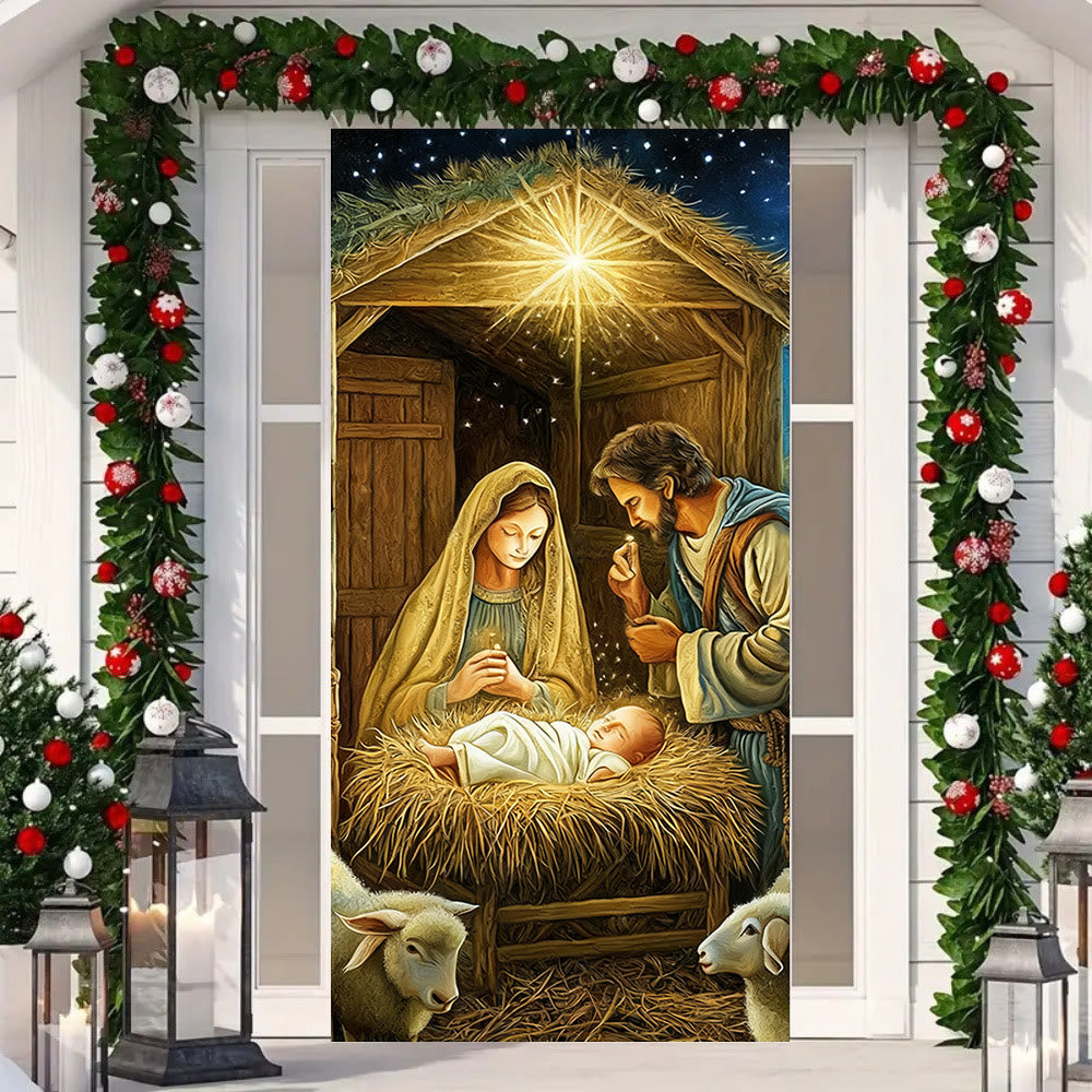 Christianartworkshop Realistic Nativity Door Curtain: Christmas Sacred Scene & Devout Atmosphere - image 4