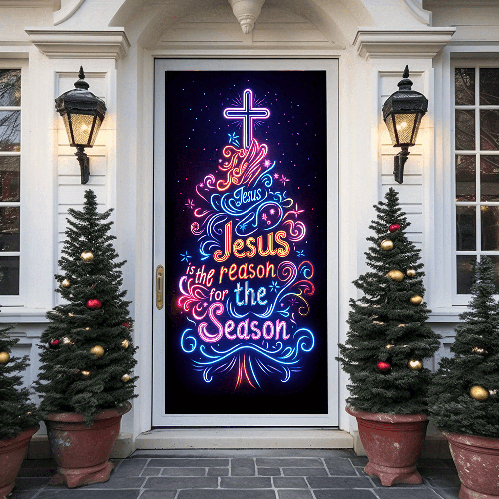Christianartworkshop Jesus Reason Neon Door Curtain: Faithful Companion & Daily Festive Vibe - image 1