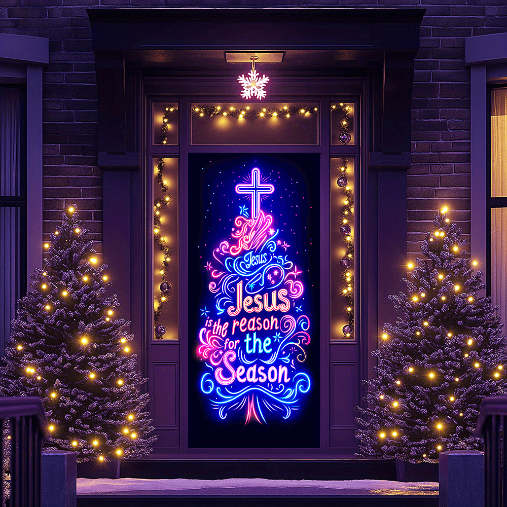 Christianartworkshop Jesus Reason Neon Door Curtain: Faithful Companion & Daily Festive Vibe - image 3