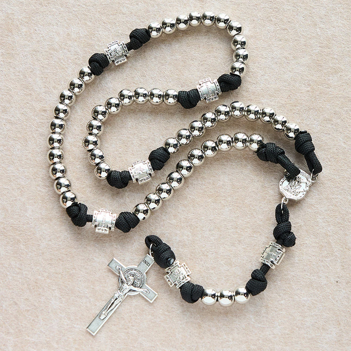 Christianartworkshop Battle Prayer Custom Rosary in Silver-Toned Beads & Personalized JESUS Letter - No Letter - image 9