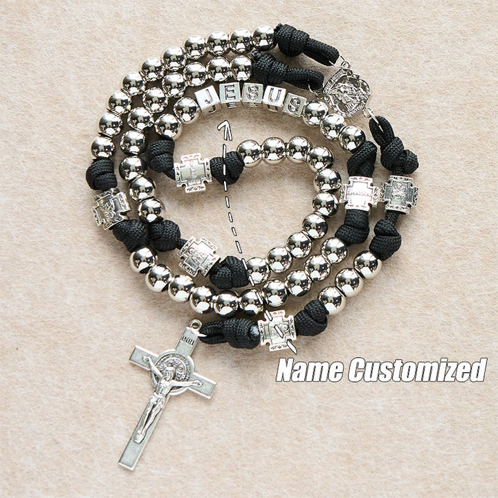 Christianartworkshop Battle Prayer Custom Rosary in Silver-Toned Beads & Personalized JESUS Letter - Name Customized - image 8