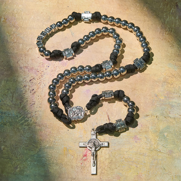 Christianartworkshop Battle Prayer Custom Rosary in Silver-Toned Beads & Personalized JESUS Letter - image 5