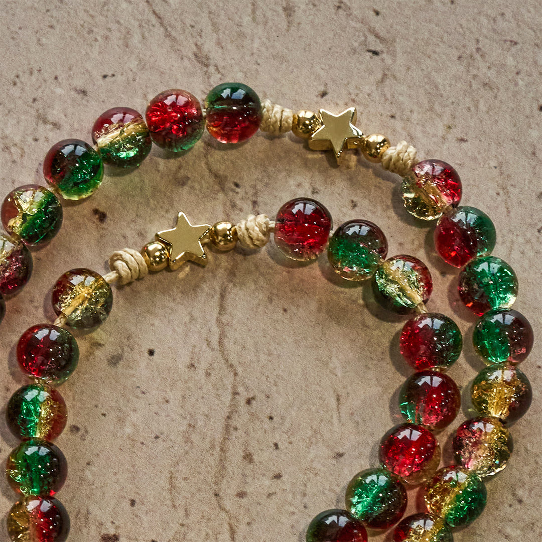 Christianartworkshop Christmas Gift: Christmas Glass Bead Rosary: Our Lady of Guadalupe Medal & Golden Crucifix - image 13
