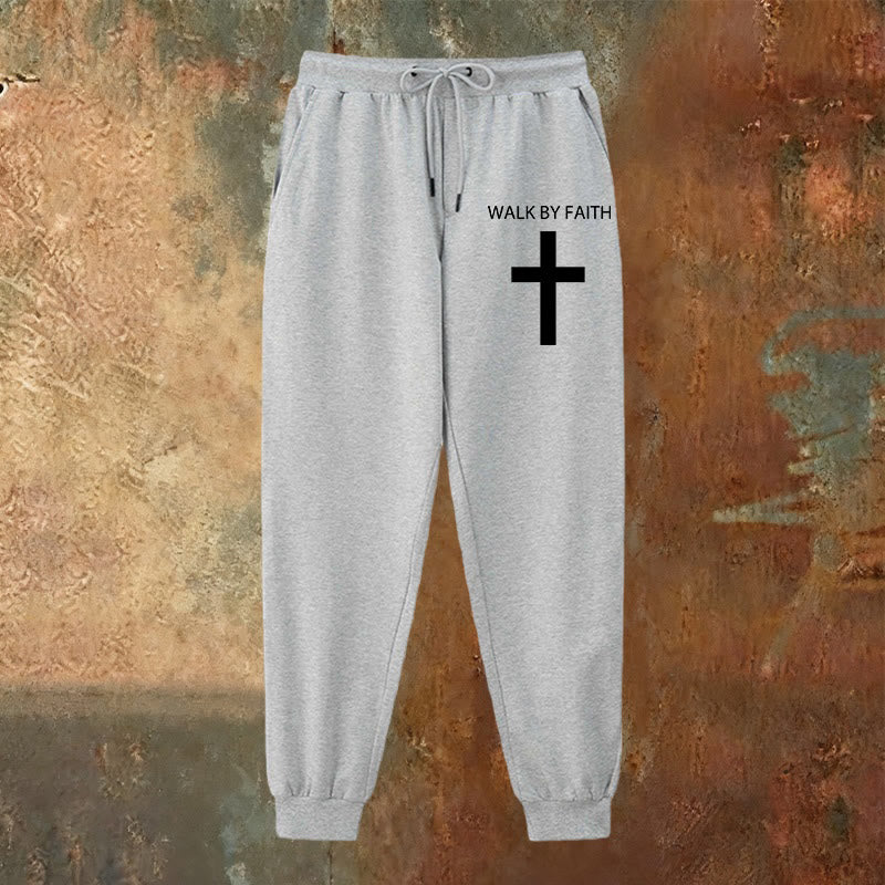 Christianartworkshop Revival Streetwear Walk by Faith Sweatpants: Cross on Side-Leg - image 10