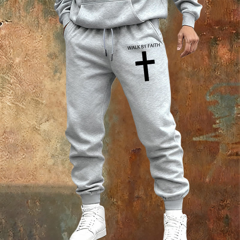Christianartworkshop Revival Streetwear Walk by Faith Sweatpants: Cross on Side-Leg - image 10