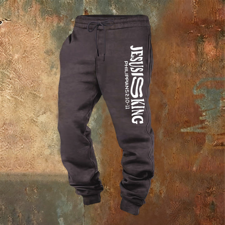 Christianartworkshop Worship & Street Jesus Is King Scripture Sweatpants: Kingdom Street Limited - Dark Grey - 2XL - image 20