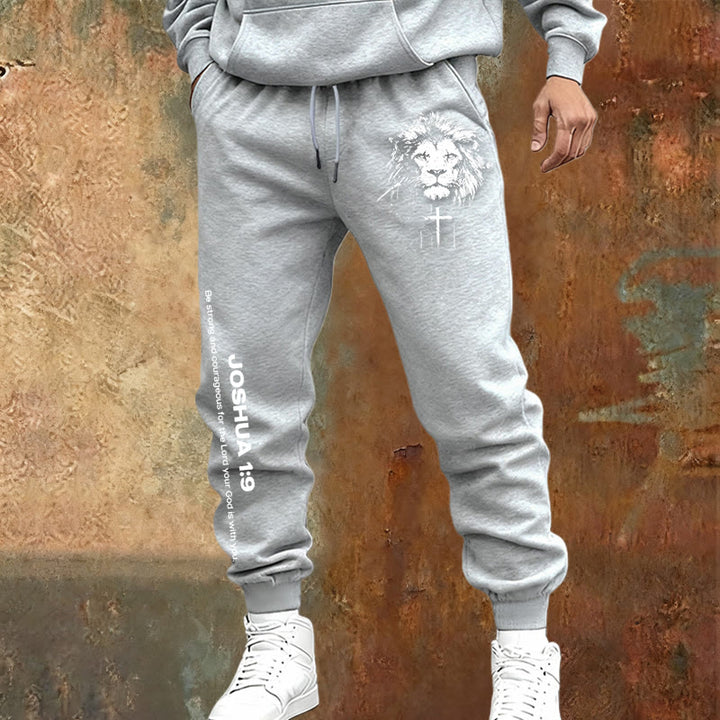 Christianartworkshop Lion of Judah Sweatpants: Joshua 1:9 Verse in Charcoal - image 14