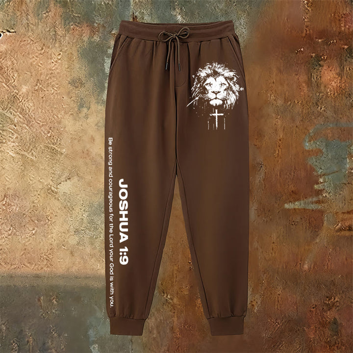 Christianartworkshop Lion of Judah Sweatpants: Joshua 1:9 Verse in Charcoal - image 19