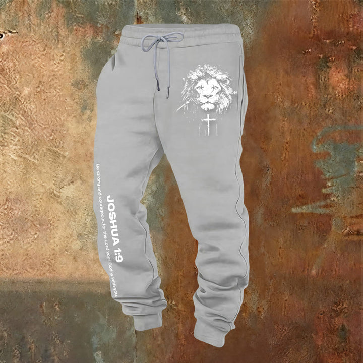 Christianartworkshop Lion of Judah Sweatpants: Joshua 1:9 Verse in Charcoal - Light Grey - 2XL - image 13