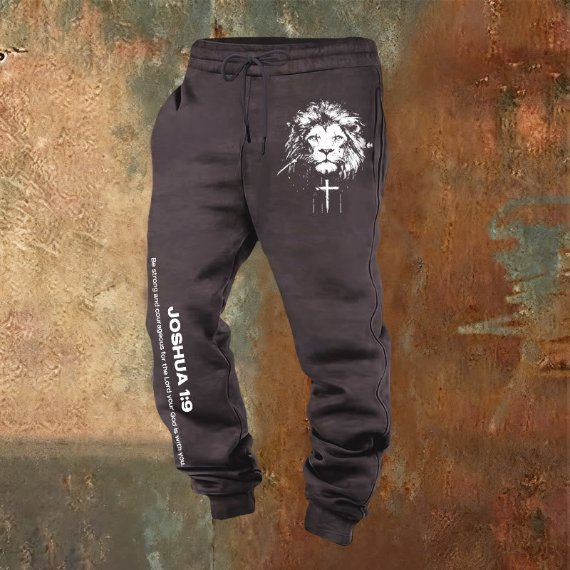 Christianartworkshop Lion of Judah Sweatpants: Joshua 1:9 Verse in Charcoal - Dark Grey - 2XL - image 21