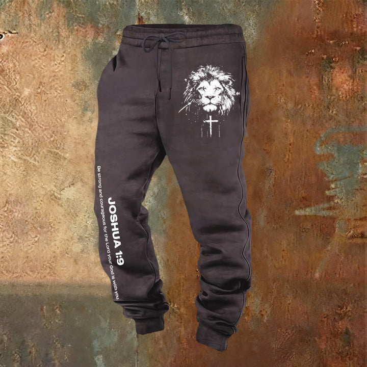 Christianartworkshop Lion of Judah Sweatpants: Joshua 1:9 Verse in Charcoal - Dark Grey - 2XL - image 21