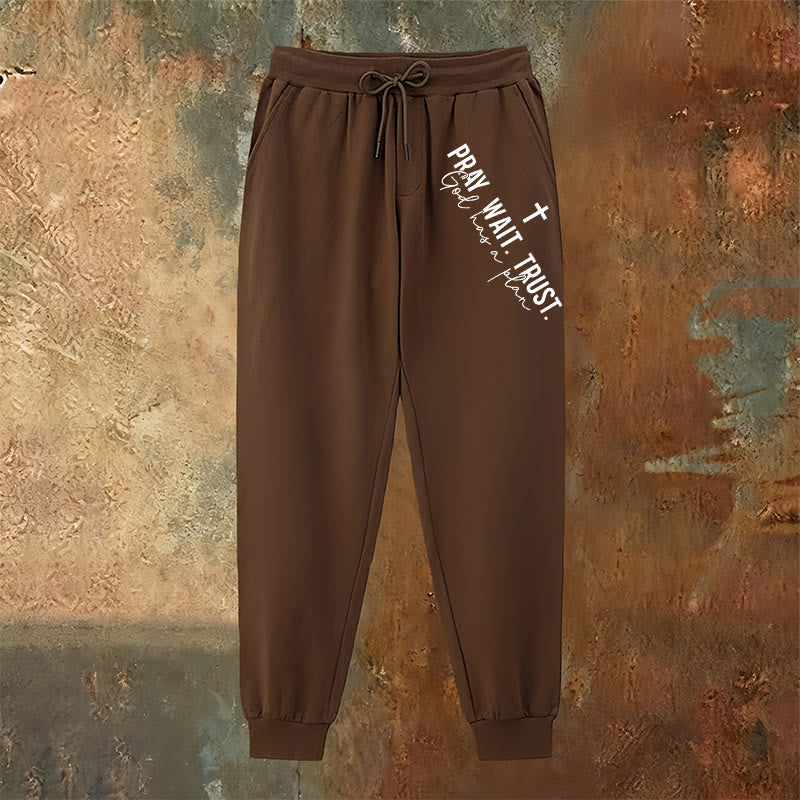 Christianartworkshop Pray Wait Trust Statement Sweatpants: Side-Hip Faith Mantra - image 18