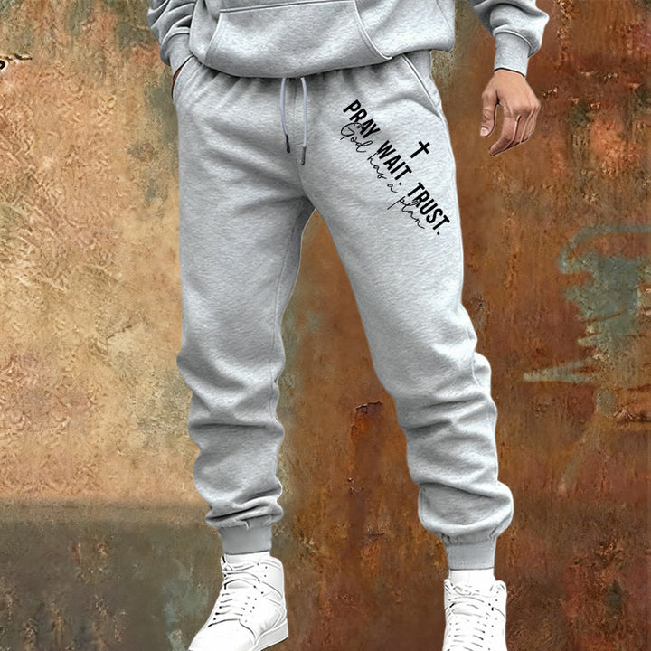 Christianartworkshop Pray Wait Trust Statement Sweatpants: Side-Hip Faith Mantra - image 10