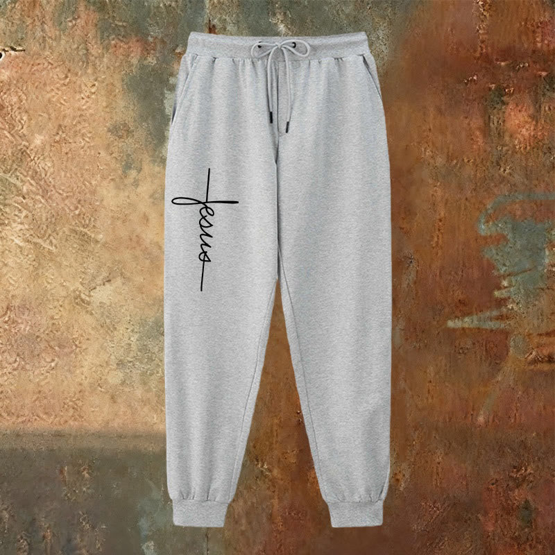 Christianartworkshop Minimal Jesus Cross Script Sweatpants: Every Step with Jesus - image 15