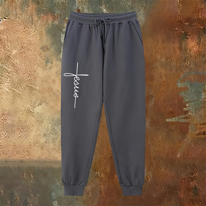 Christianartworkshop Minimal Jesus Cross Script Sweatpants: Every Step with Jesus - image 18