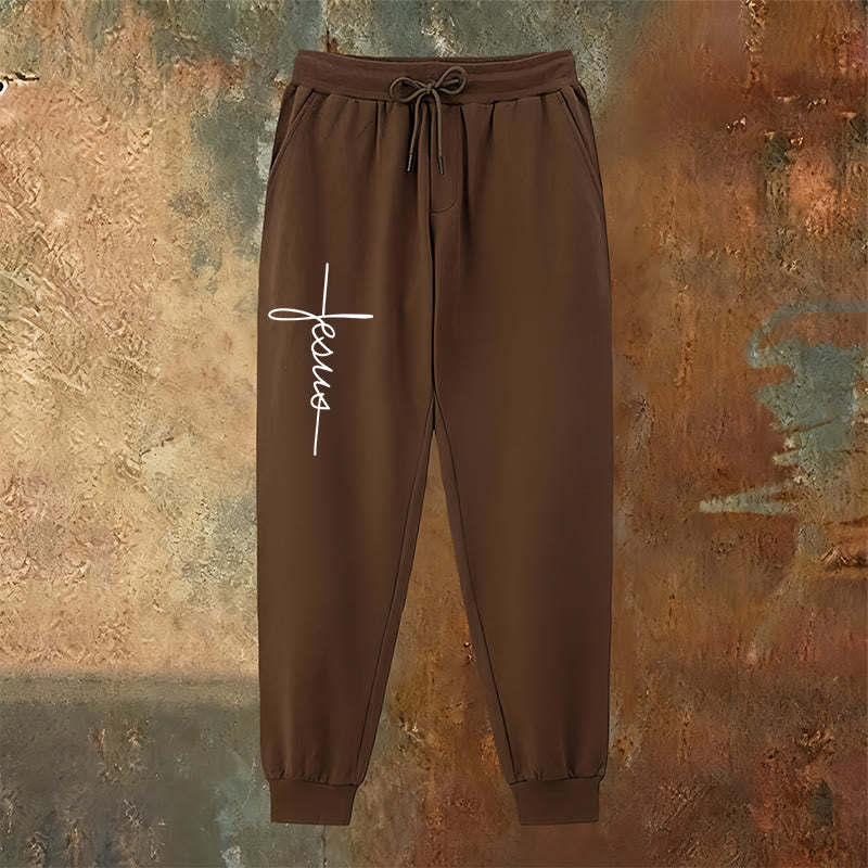Christianartworkshop Minimal Jesus Cross Script Sweatpants: Every Step with Jesus - image 23