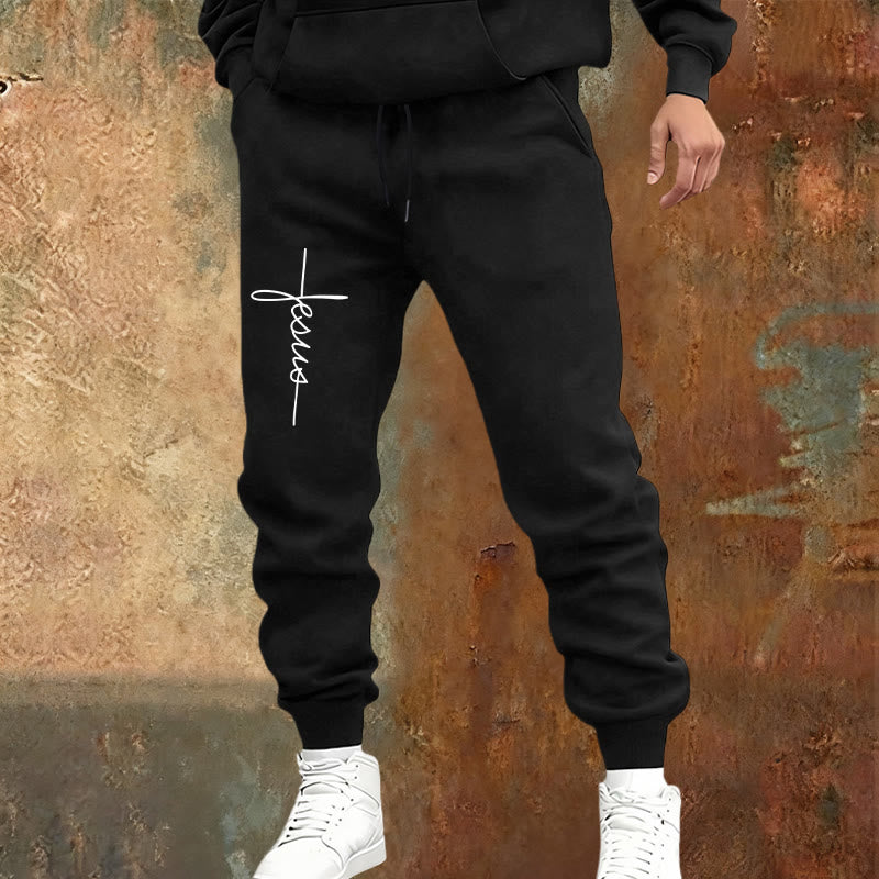 Christianartworkshop Minimal Jesus Cross Script Sweatpants: Every Step with Jesus - image 5