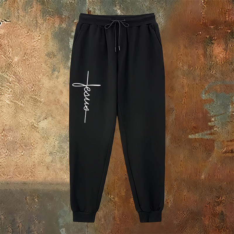 Christianartworkshop Minimal Jesus Cross Script Sweatpants: Every Step with Jesus - image 7