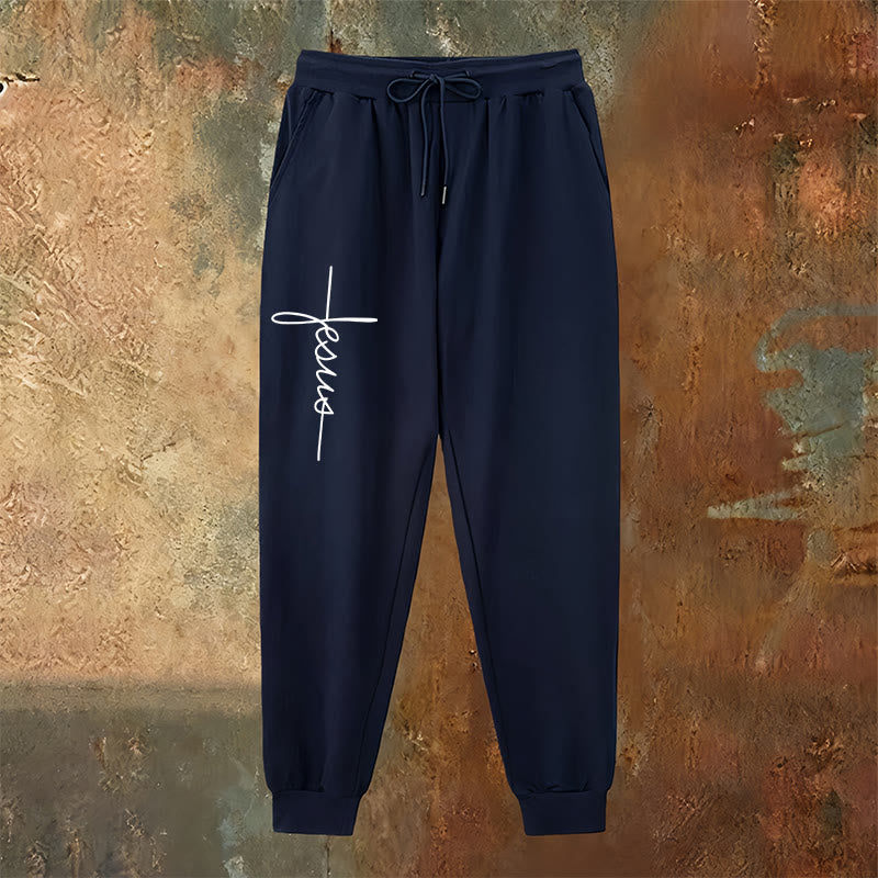 Christianartworkshop Minimal Jesus Cross Script Sweatpants: Every Step with Jesus - image 11