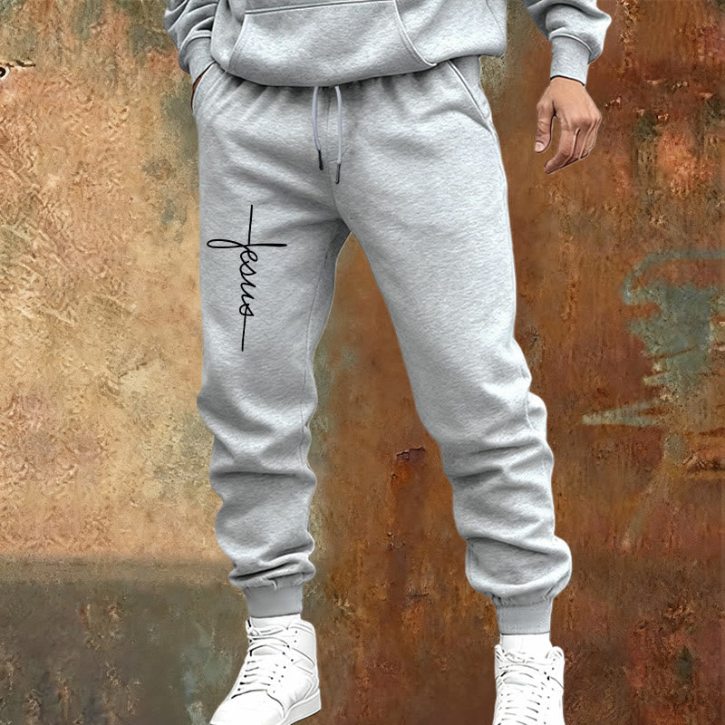 Christianartworkshop Minimal Jesus Cross Script Sweatpants: Every Step with Jesus - image 14