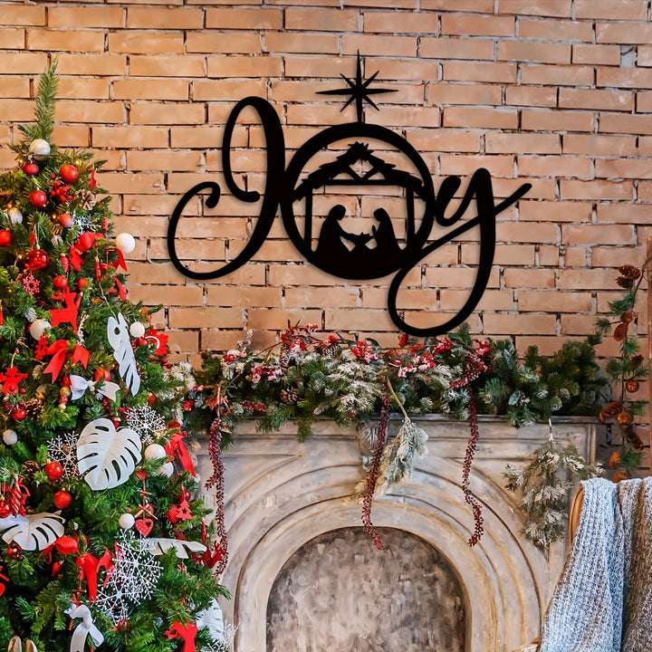 Christianartworkshop Holy Night Nativity Metal Wall Decor: Joy and Hope in His Light - JOY (15.75''*12.5''/40*31.75cm) - image 0