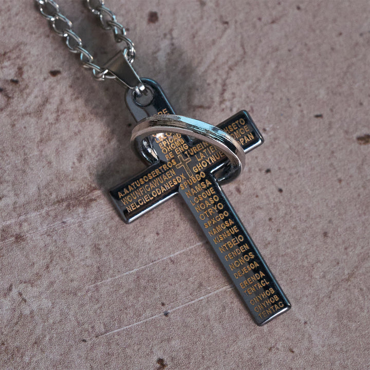 Christianartworkshop Lord's Prayer with Interlocking Ring Cross Pendant Necklace: Bold Style Sacred Meaning - image 1