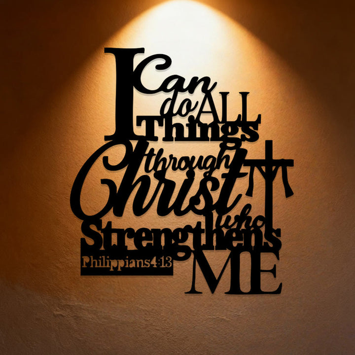 Christianartworkshop Through Christ Who Strengthens Me Metal Wall Decor: Inspired by Philippians 4:13 - image 0