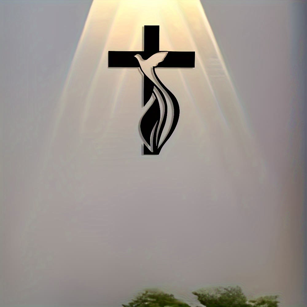 Christianartworkshop Crafted Metal Wall Decor: Cross & Dove Holy Spirit Design Detail - image 5