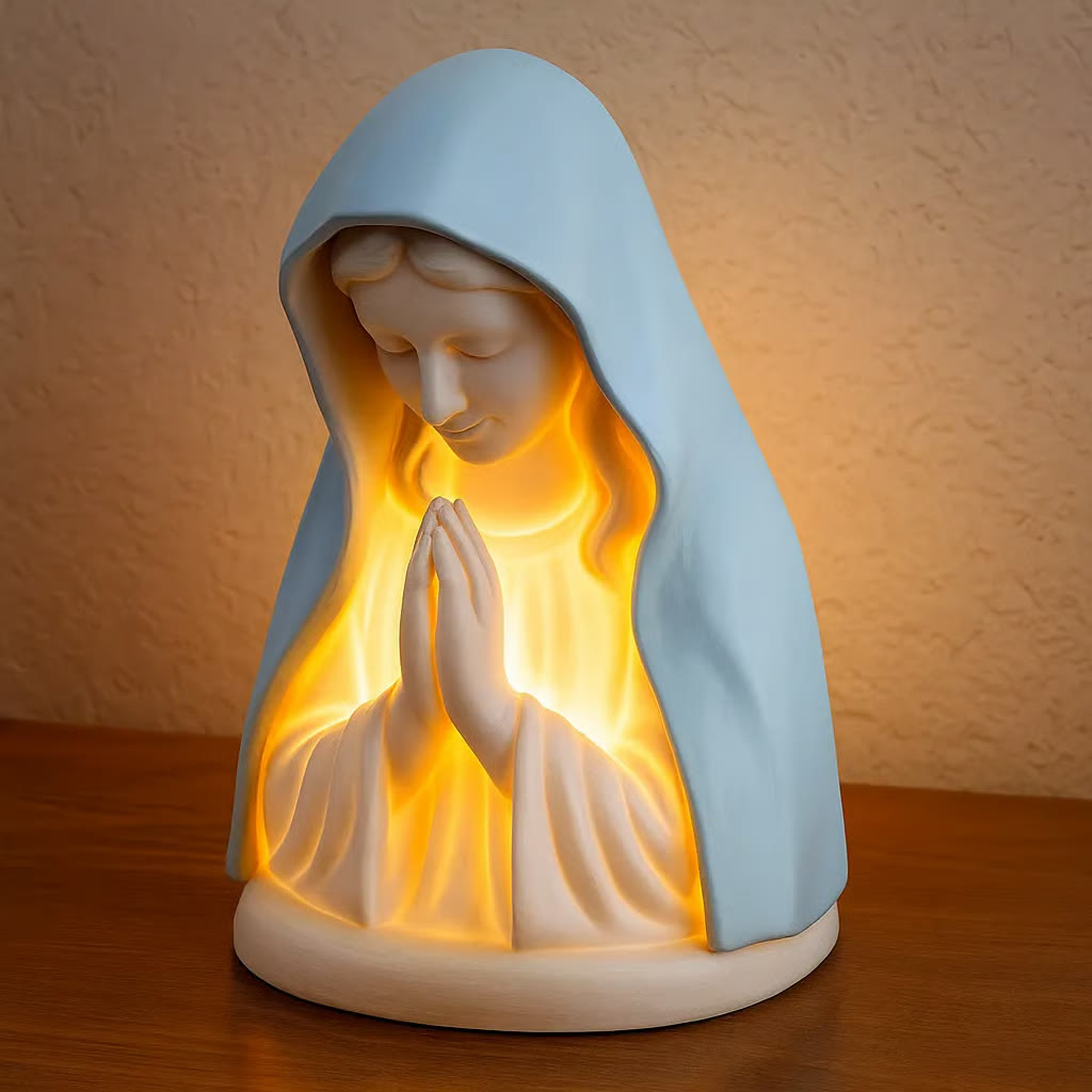 Christianartworkshop Praying Madonna Illuminated Desktop Ornament: Serene Faith for Devotional Space - Our Lady with Prayer Hand - image 0