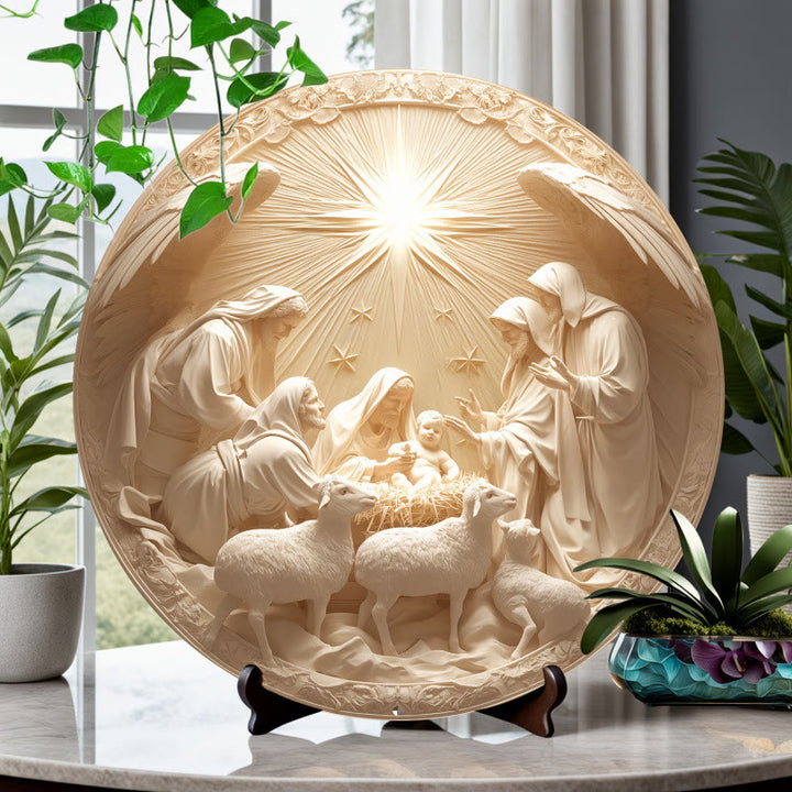Christianartworkshop Bethlehem Star & Angel Wings Nativity Hanging Ornaments: Symbolic Faith Decor - Nativity Scene-2 - image 1