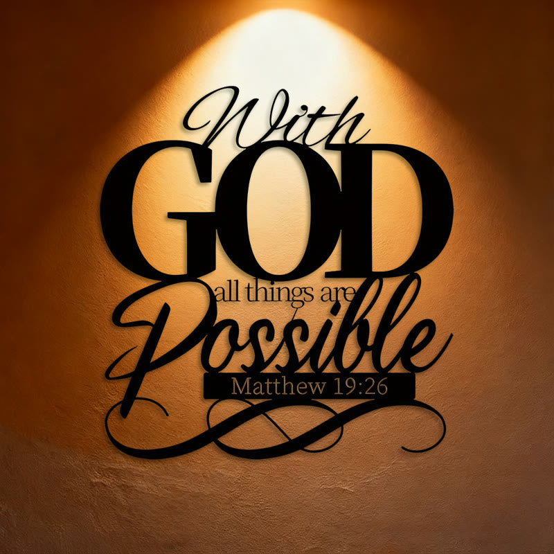 Christianartworkshop With God All Things Are Possible Metal Wall Decor for Faithful Homes - 11.22''*11.81''/28.5*30cm - image 0