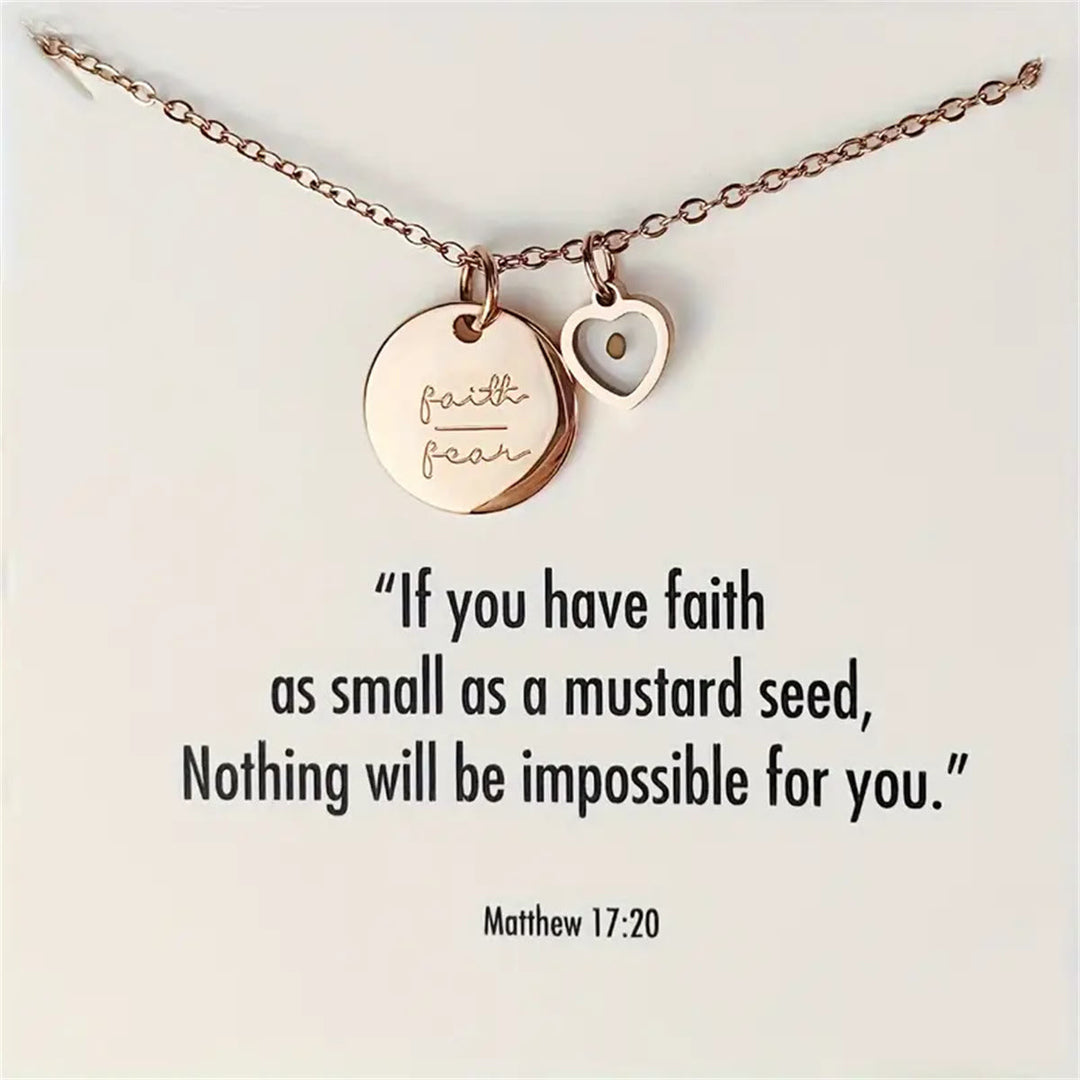 Christianartworkshop Mustard Seed Faith Over Fear Necklace: Belief - Driven Style for Every Day - Rosegold - image 2