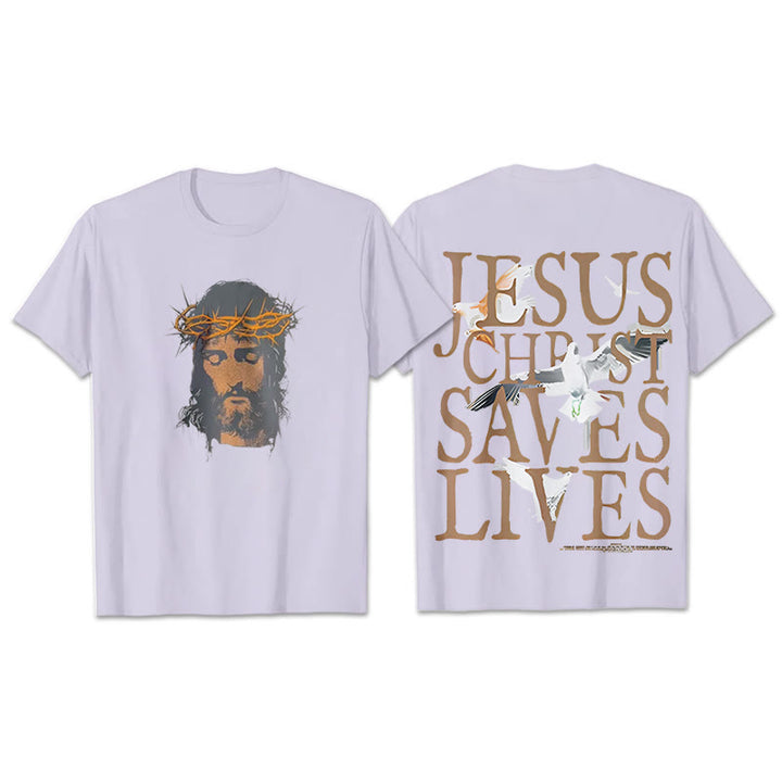 Christianartworkshop Jesus Face and Crown of Thorns Graphic T-Shirt - Purple - 2XL - image 18