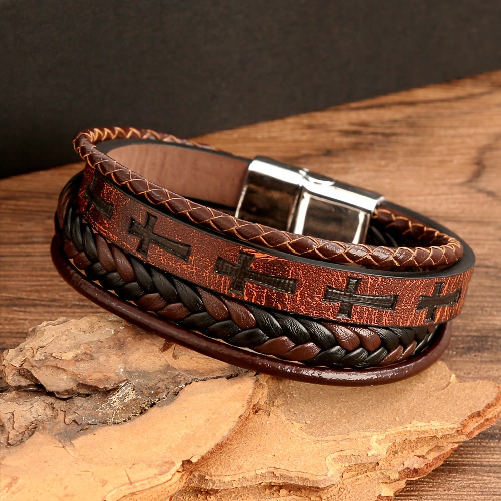 Christianartworkshop Braided Leather Cross Bracelet: Rugged Faith Statement for Daily Devotion - image 2