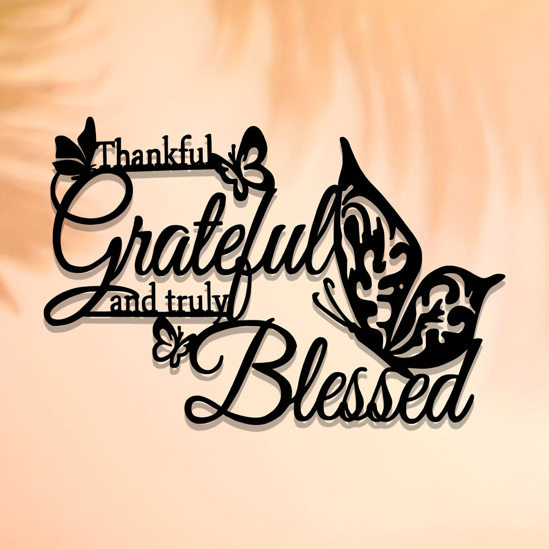 Christianartworkshop Grateful Blessed Butterfly Metal Wall Decor: Thankful Faith Accent for Home - image 5