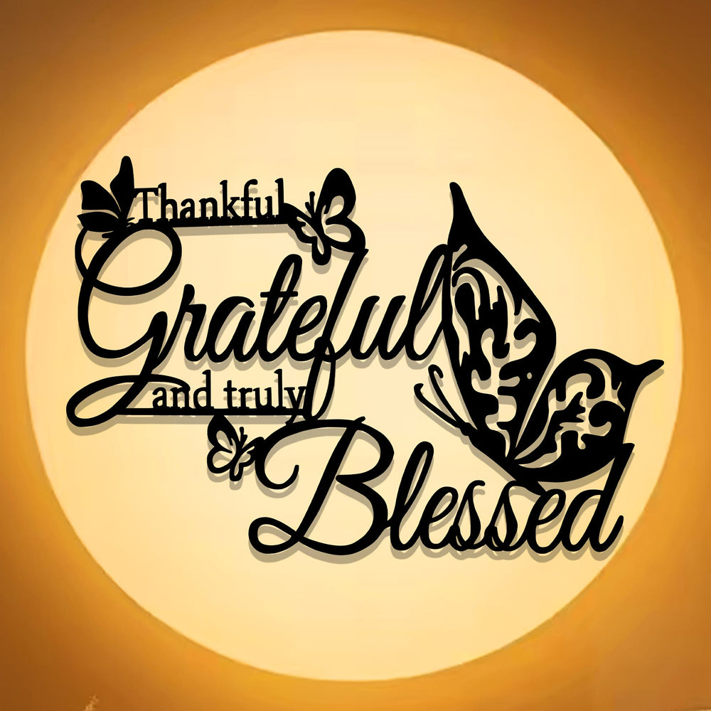 Christianartworkshop Grateful Blessed Butterfly Metal Wall Decor: Thankful Faith Accent for Home - image 1