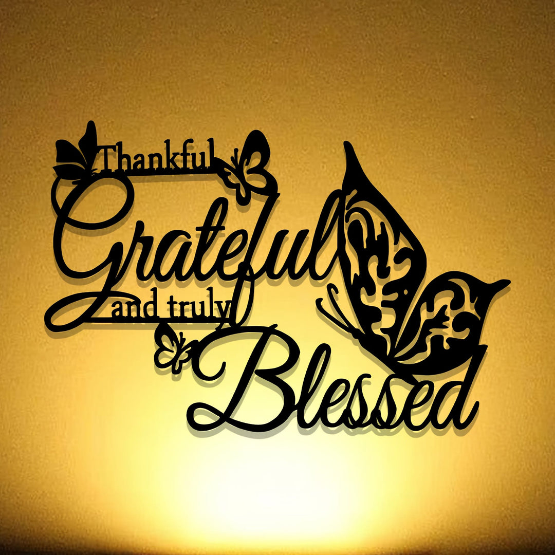 Christianartworkshop Grateful Blessed Butterfly Metal Wall Decor: Thankful Faith Accent for Home - image 2