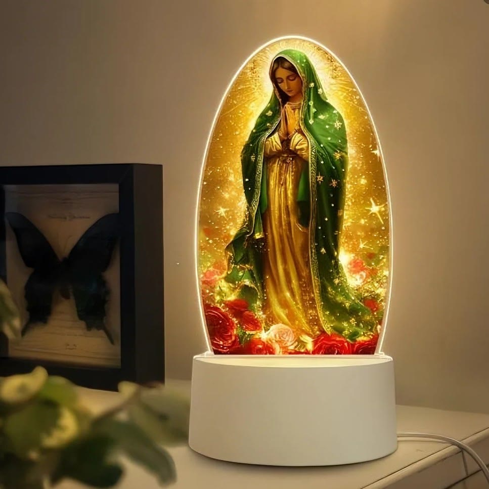 Christianartworkshop Serene Virgin Mary Night Light in Oval Design for Quiet Devotion - A - image 0