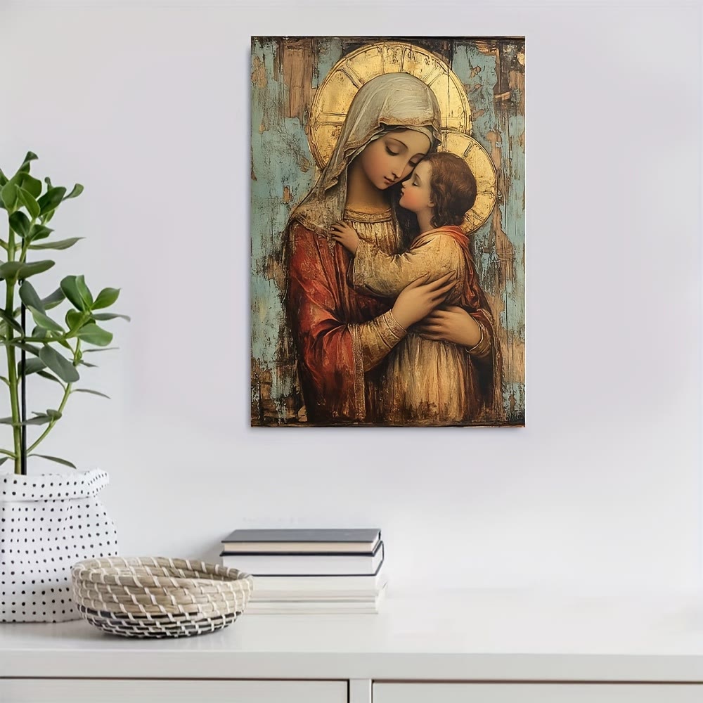 Christianartworkshop Tender Madonna and Child Art Prints: Devotional Warmth for Faith-Filled Nooks - Framed Canvas Painting - 11.81''*15.75''/30*40cm - image 0