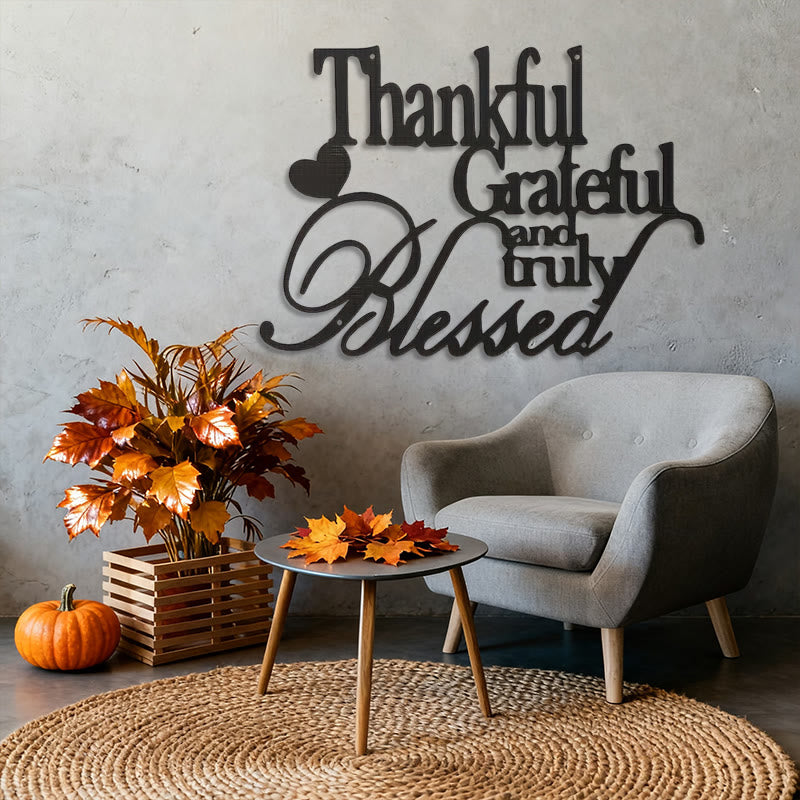Christianartworkshop Blessing Affirmation Metal Wall Decor: Thankful Grateful Blessed for Daily Joy - image 1