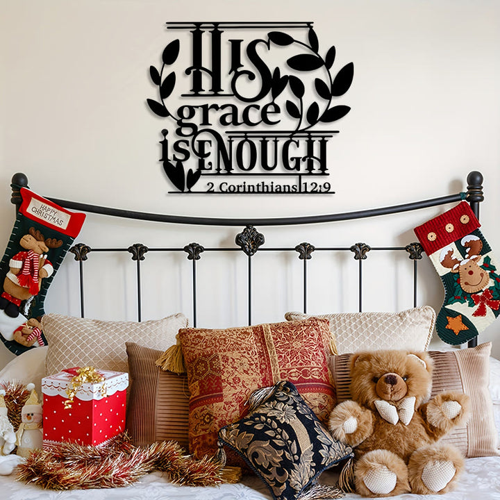 Christianartworkshop Faith Gift Metal Wall Decor: His Grace is Enough & 2 Corinthians 12:9 - image 1